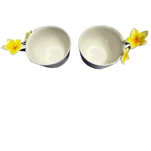 Sorelle Fine Porcelain Tea SetCobalt Blue With Yellow Jasmine Flowers. 8 Pieces - Picture 5 of 8
